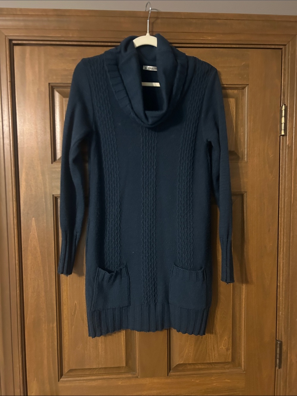 Cozy Navy Cowl-Neck Sweater Tunic